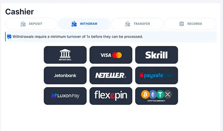 WPT Global withdrawal payment options