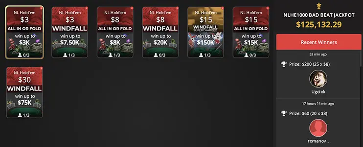 Новое лобби Windfall  в Chico Poker Network