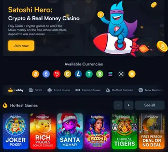 Satoshi Hero Casino Main Page Site