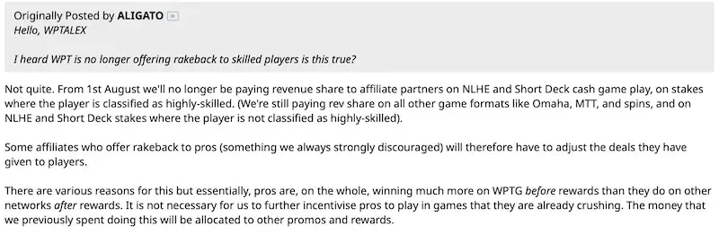 Alex Scott Explains Rakeback Cancellation