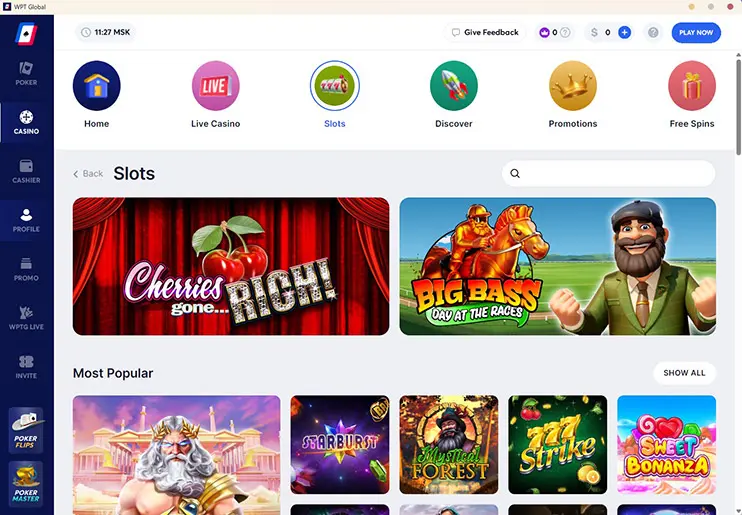 Wpt Global Casino Home Slots Page