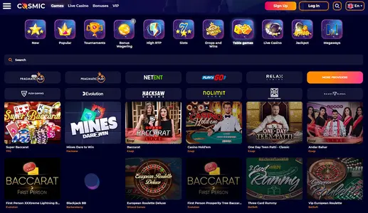 Cosmic Slot Casino Live Games