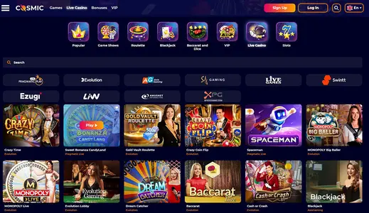 Cosmic Slot Casino Table Games