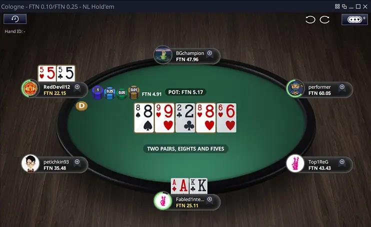 Vbet Ftn Poker стол с дефолтными настройками