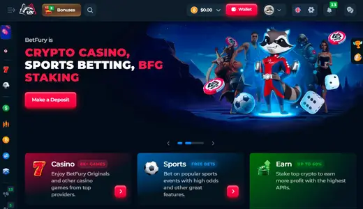 Bet Fury Casino Site Main Page