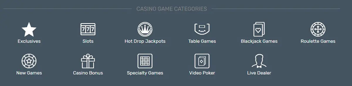Bovada Casino Games Type