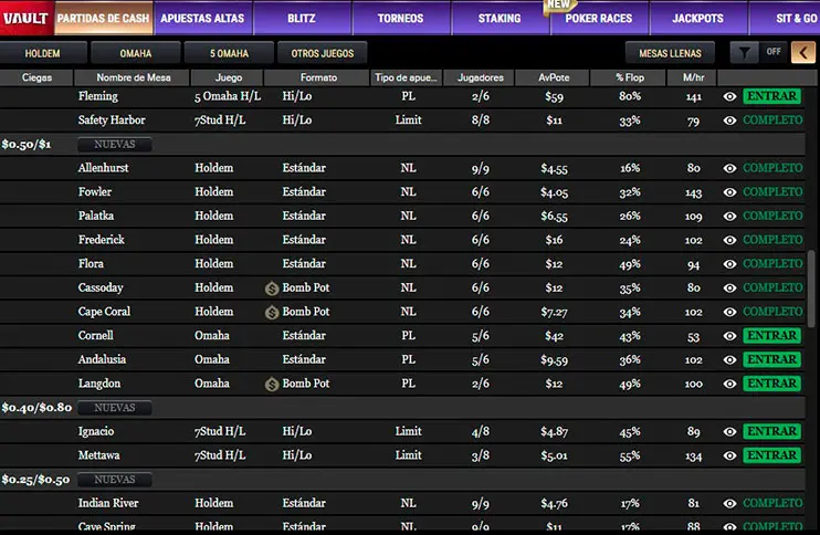 Poker King vestíbulo de cachés