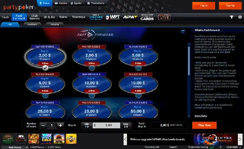Party Poker Fastforward Lobby Lat