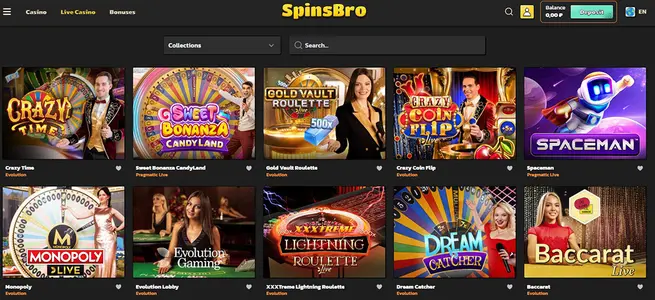 Spins Bro Casino Live Games