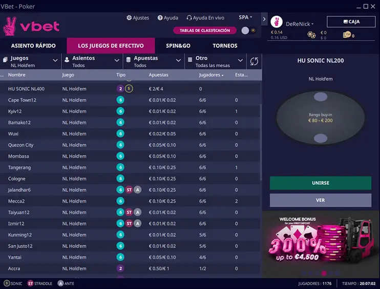 Vbetpoker Lobby Cash Tables New Es