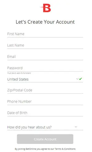 BetOnline регистрация