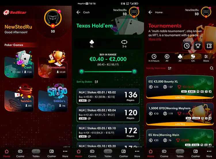 Redstar Poker мобильное приложение