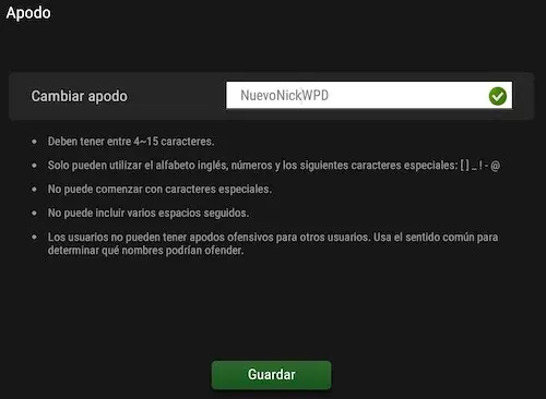 Paso 2 para cambiar tu nickname en GGPoker