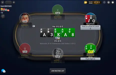 1 Win Poker 6 Max Holdem Table