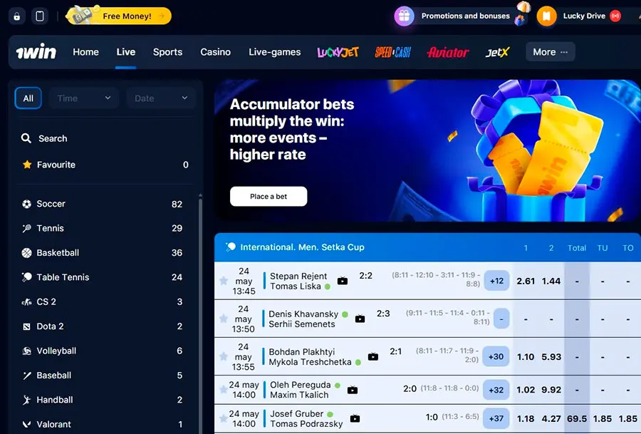 1 Win Live Betting