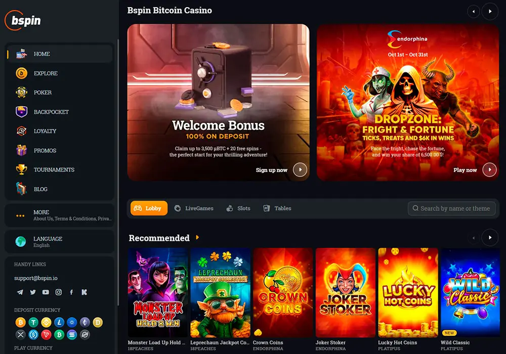 Bspin Casino Usability and Interface