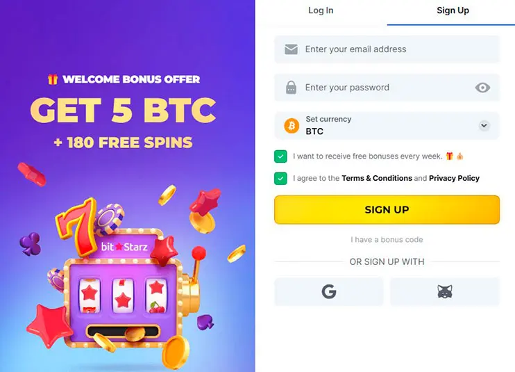 BitStarz Casino signup form