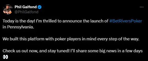 Фил Гальфонд о запуске BetRivers Poker 