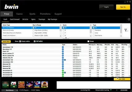 Bwin Poker Cash Lobby En