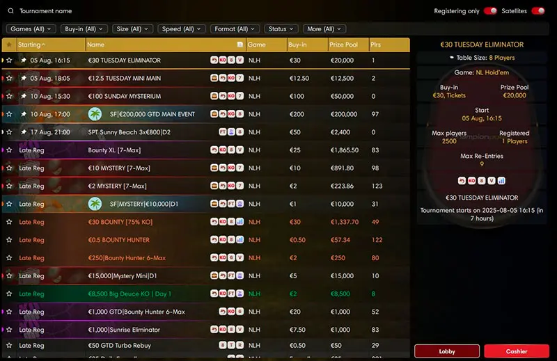 Mtt Lobby New Poker Client I Poker Network