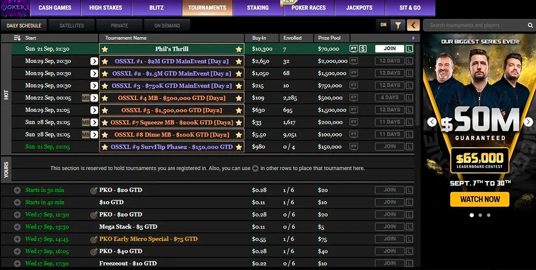 Acr Poker турнирное лобби