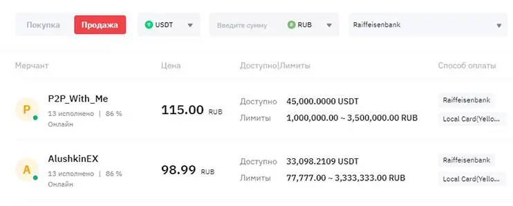 Bybit P2P продажа криптовалюты