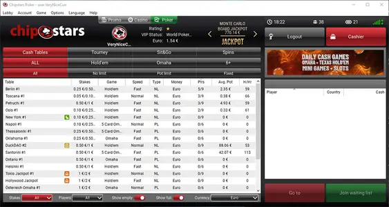 Chipstars Poker Main Lobby En