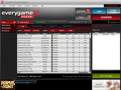 Evergame Poker Cash Lobby Lat