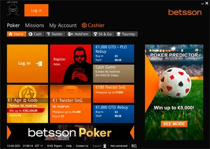 Betsson Poker Main Lobby En