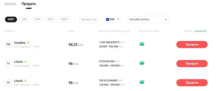 KuCoin P2P продажа криптовалюты (1)