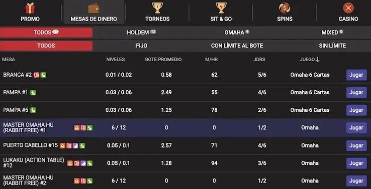 Lobby Red Argentina Poker