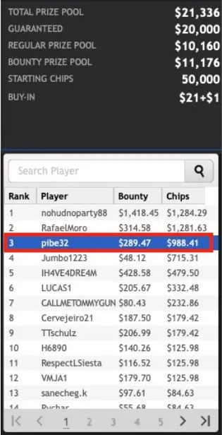 Cobro de Daniel Espinosa en partypoker