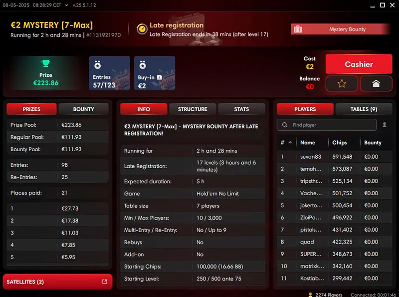 Tournament Lobby New Poker Client I Poker Network