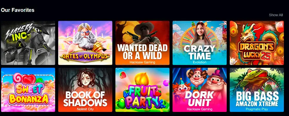 Betplay Io Casino Favorites Games