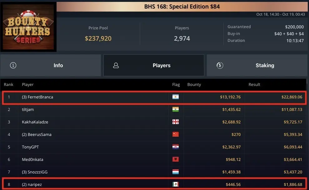 Cobro de FernetBranca y Sebasti&aacute;n L&oacute;pez en GGPoker