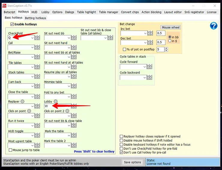 Stars Caption горячие клавиши