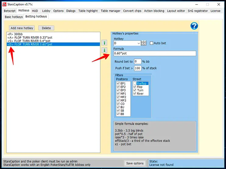 Stars Caption горячие клавиши ставок