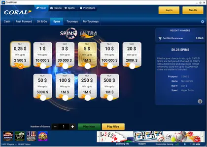 Coral Poker Spins Lobby En
