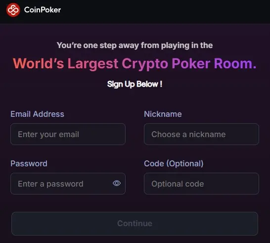 Coinpoker Registration