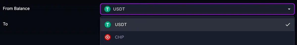 Balance currency selection