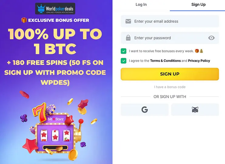 Cómo registrarse en BitStarz Casino