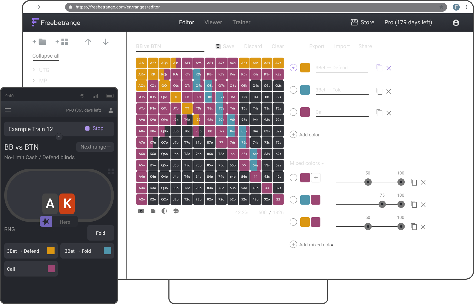 FreeBetRange app preview on desktop