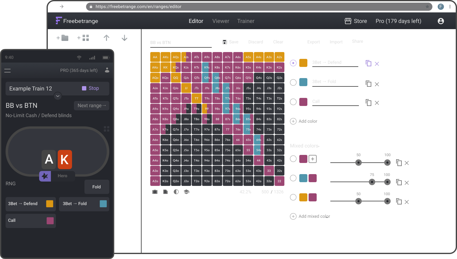 FreeBetRange app preview on tablet
